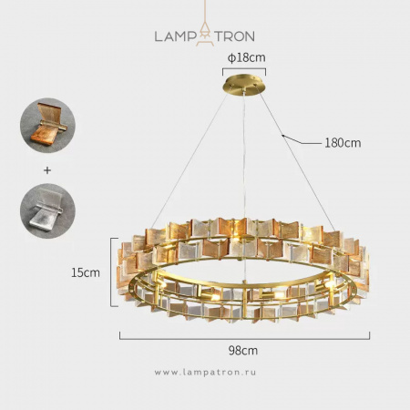 Кольцевая люстра Lampatron DEXTER, 12 ламп. Цвет Янтарь + Прозрачный