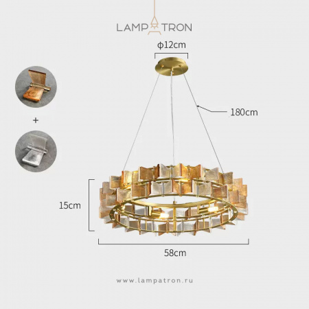Кольцевая люстра Lampatron DEXTER, 6 ламп. Цвет Янтарь + Прозрачный